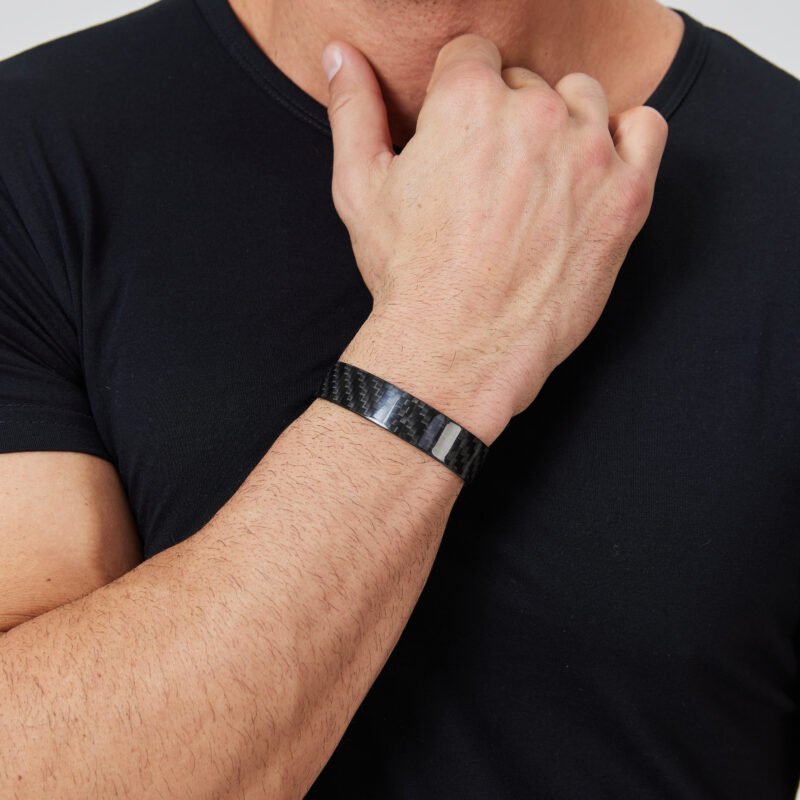 Men's Birthday Valentine's Day Anniversary Carbon Black Fiber Bracelet Gift Box