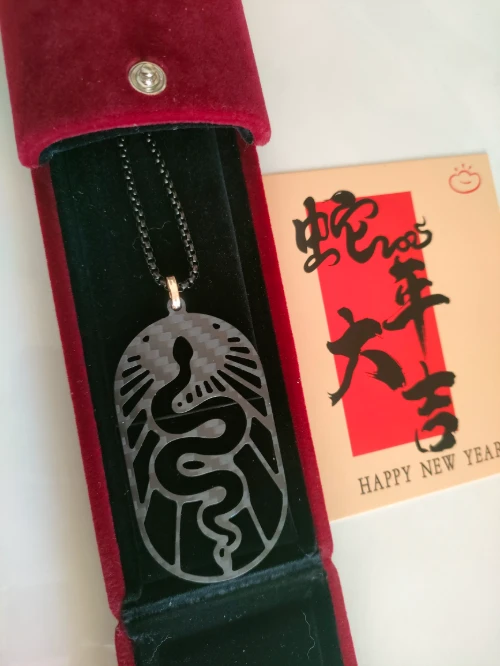 Friends Birthday Gift Carbon Fiber Snake Pattern Sweater Necklace