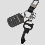 Dad's Birthday Gift Father's Day Anniversary Carbon Black Fiber Bottle Opener key KeyChain Set