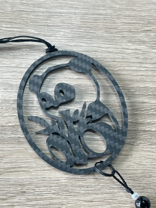 Birthday Valentine's Day Anniversary Carbon Black Fiber "ZHU" Panda Car Pendant Gift Box