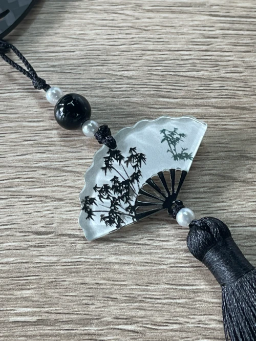 Birthday Valentine's Day Anniversary Carbon Black Fiber "ZHU" Panda Car Pendant Gift Box