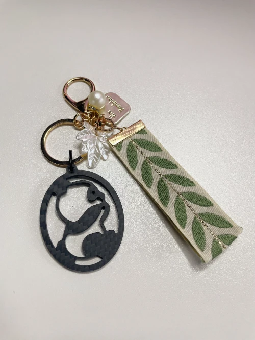 Couple Girlfriend Boyfriend Gift Chinese Style National Cute Panda Hollow Carbon Fiber KeyChain Phone Chain