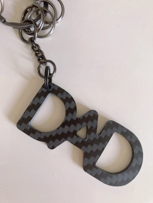 Dad letter KeyChain Dad's birthday gift father's day Anniversary Carbon Black Fiber KeyChain set