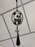 Birthday Valentine's Day Anniversary Carbon Black Fiber "ZHU" Panda Car Pendant Gift Box