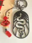 EE030  Birthday  Anniversary Carbon Black Fiber Snake Pendant Keychain Gift