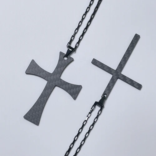 EE013 Couple Cross Necklace Confession Boyfriend Girlfriend Creative Necklace Valentine's Day Confession Gift Carbon Fiber Keychain Gift Set