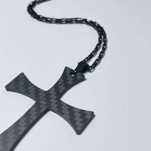 EE013 Couple Cross Necklace Confession Boyfriend Girlfriend Creative Necklace Valentine's Day Confession Gift Carbon Fiber Keychain Gift Set
