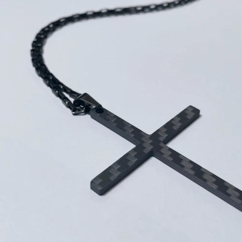 EE013 Couple Cross Necklace Confession Boyfriend Girlfriend Creative Necklace Valentine's Day Confession Gift Carbon Fiber Keychain Gift Set