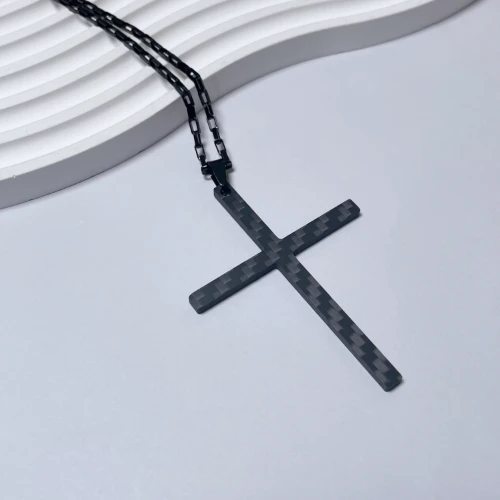 EE013 Couple Cross Necklace Confession Boyfriend Girlfriend Creative Necklace Valentine's Day Confession Gift Carbon Fiber Keychain Gift Set