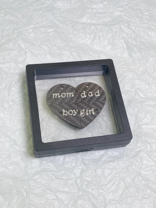 EE011 Love Is Home DIY Four-In-One Puzzle Love House Carbon Fiber Keychain Gift