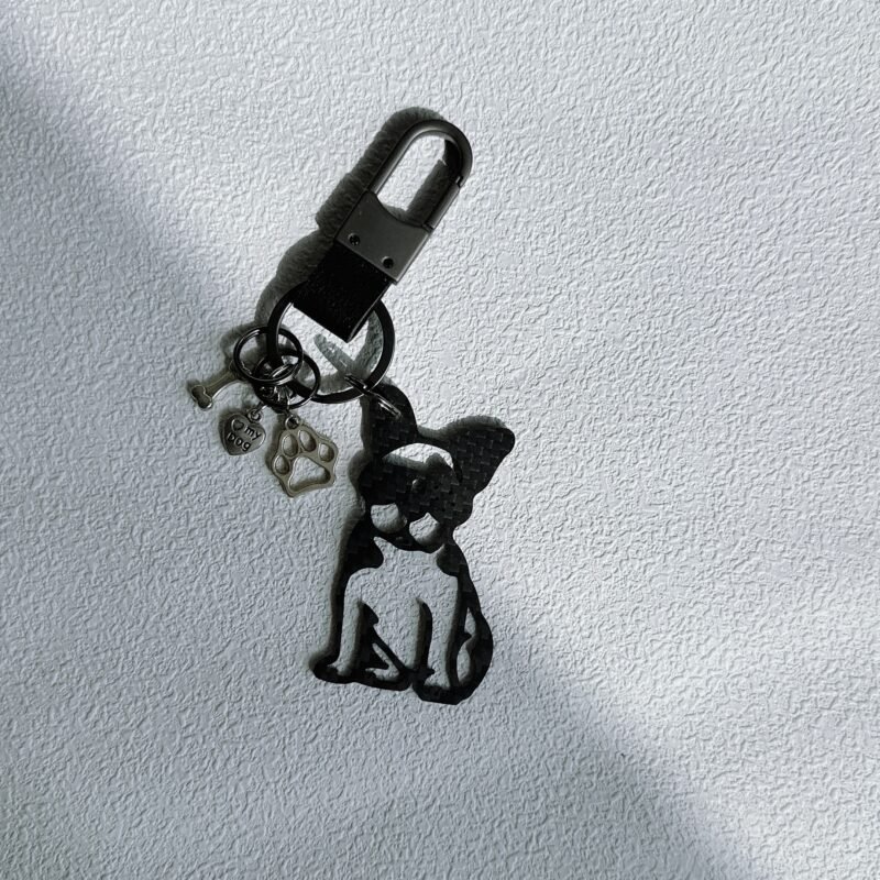 French Bulldog Carbon Fiber Keychain - Personalized Dog Lover Gift