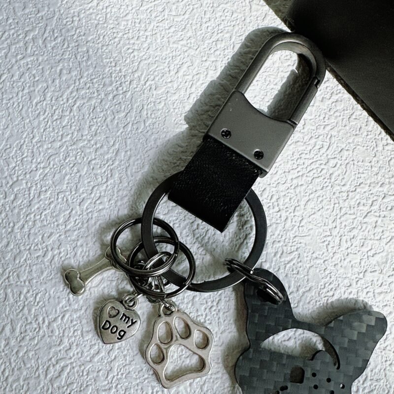 French Bulldog Carbon Fiber Keychain - Personalized Dog Lover Gift
