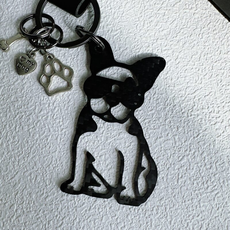 French Bulldog Carbon Fiber Keychain - Personalized Dog Lover Gift