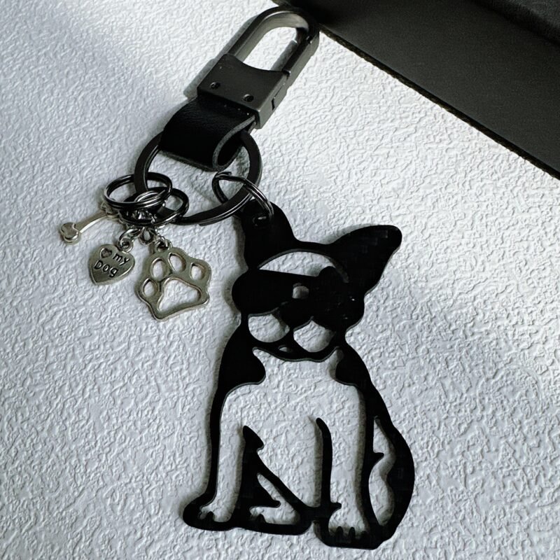 French Bulldog Carbon Fiber Keychain - Personalized Dog Lover Gift