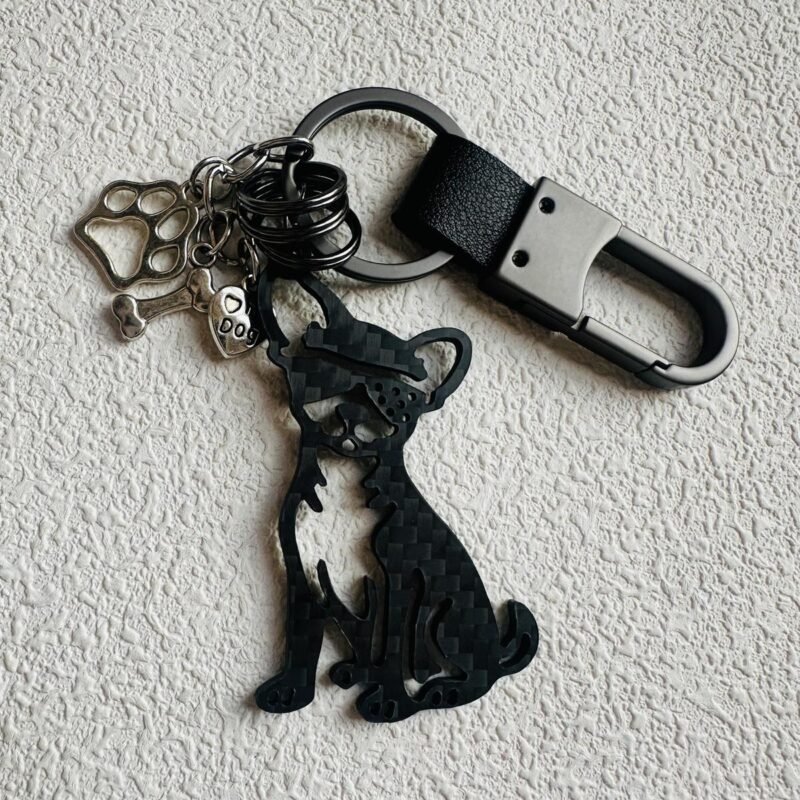 Enjoysmore | Premium 3K Carbon Fiber Chihuahua Silhouette Keychain, CNC Machined Minimalist Dog Memorial Pendant, Aerospace Grade EDC Keychain for Pet Lovers