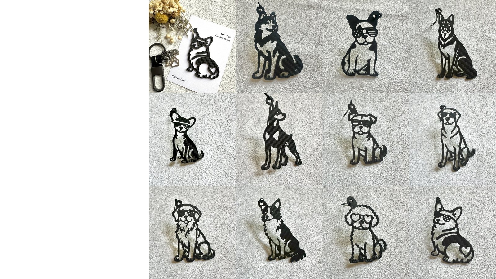 Carbon Fiber Dog Keychains
