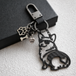 Minimalist Corgi Merchandise - Genuine Carbon Fiber Dog Keychain - Unique Corgi Ornament for Men & Women - Black Silhouette Pet Gift