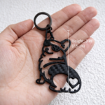 Minimalist Corgi Merchandise - Genuine Carbon Fiber Dog Keychain - Unique Corgi Ornament for Men & Women - Black Silhouette Pet Gift