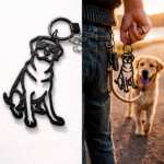 Enjoysmore | Premium 3K Carbon Fiber Labrador Retriever Silhouette Keychain, CNC Machined Minimalist Dog Memorial Pendant, Aerospace Grade EDC Keychain for Lab Lovers