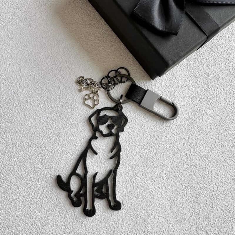 Enjoysmore | Premium 3K Carbon Fiber Labrador Retriever Silhouette Keychain, CNC Machined Minimalist Dog Memorial Pendant, Aerospace Grade EDC Keychain for Lab Lovers