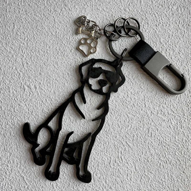 Enjoysmore | Premium 3K Carbon Fiber Labrador Retriever Silhouette Keychain, CNC Machined Minimalist Dog Memorial Pendant, Aerospace Grade EDC Keychain for Lab Lovers