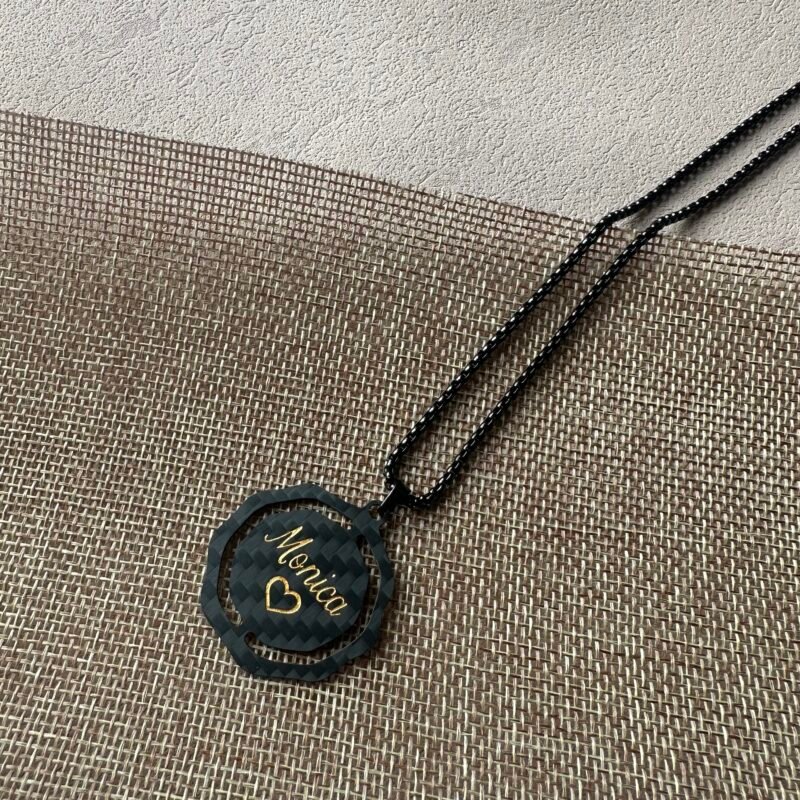 Personalized Carbon Fiber Name Necklace for Women - Custom Jewelry