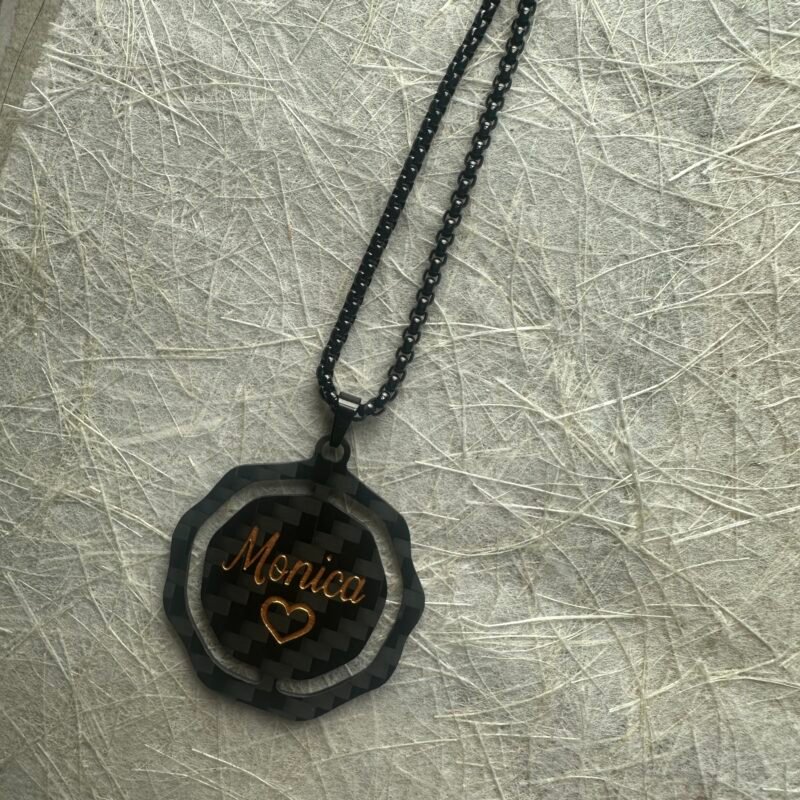 Personalized Carbon Fiber Name Necklace for Women - Custom Jewelry