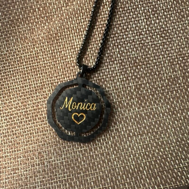 Personalized Carbon Fiber Name Necklace for Women - Custom Jewelry