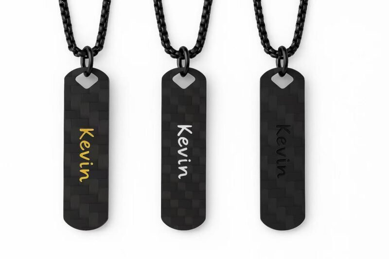 Personalized Carbon Fiber Name Necklace for Men - Custom Jewelry Gift