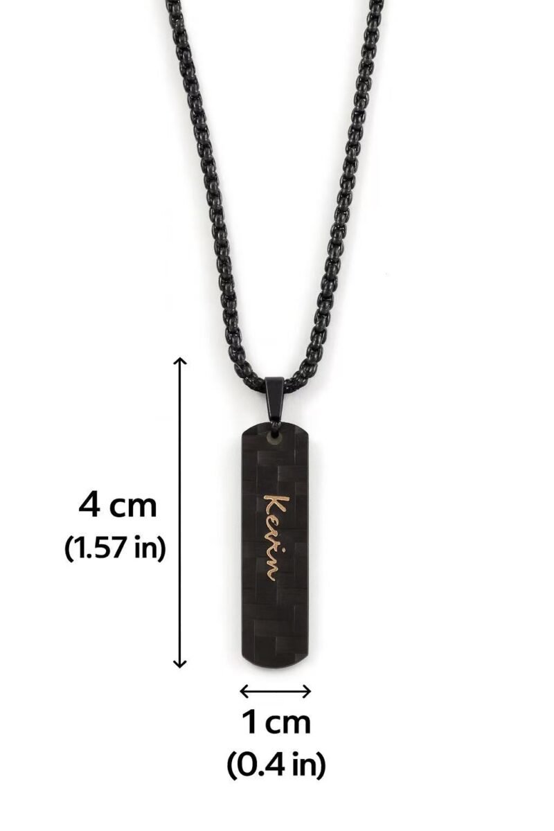 Personalized Carbon Fiber Name Necklace for Men - Custom Jewelry Gift