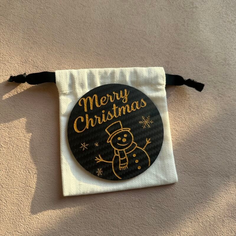 Christmas Coaster Set - Carbon Fiber Holiday Decor