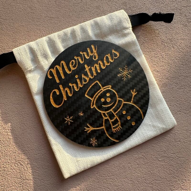 Christmas Coaster Set - Carbon Fiber Holiday Decor