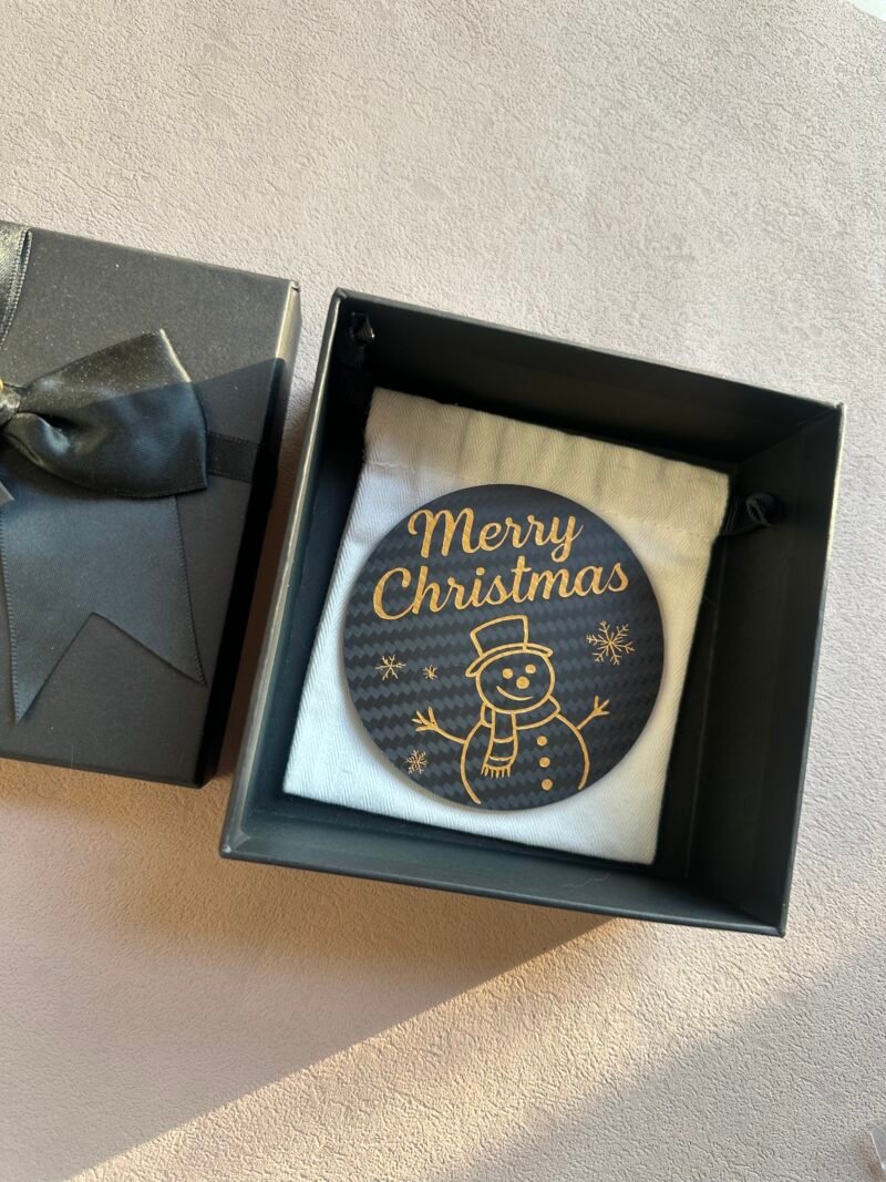 Christmas Coaster Set - Carbon Fiber Holiday Decor