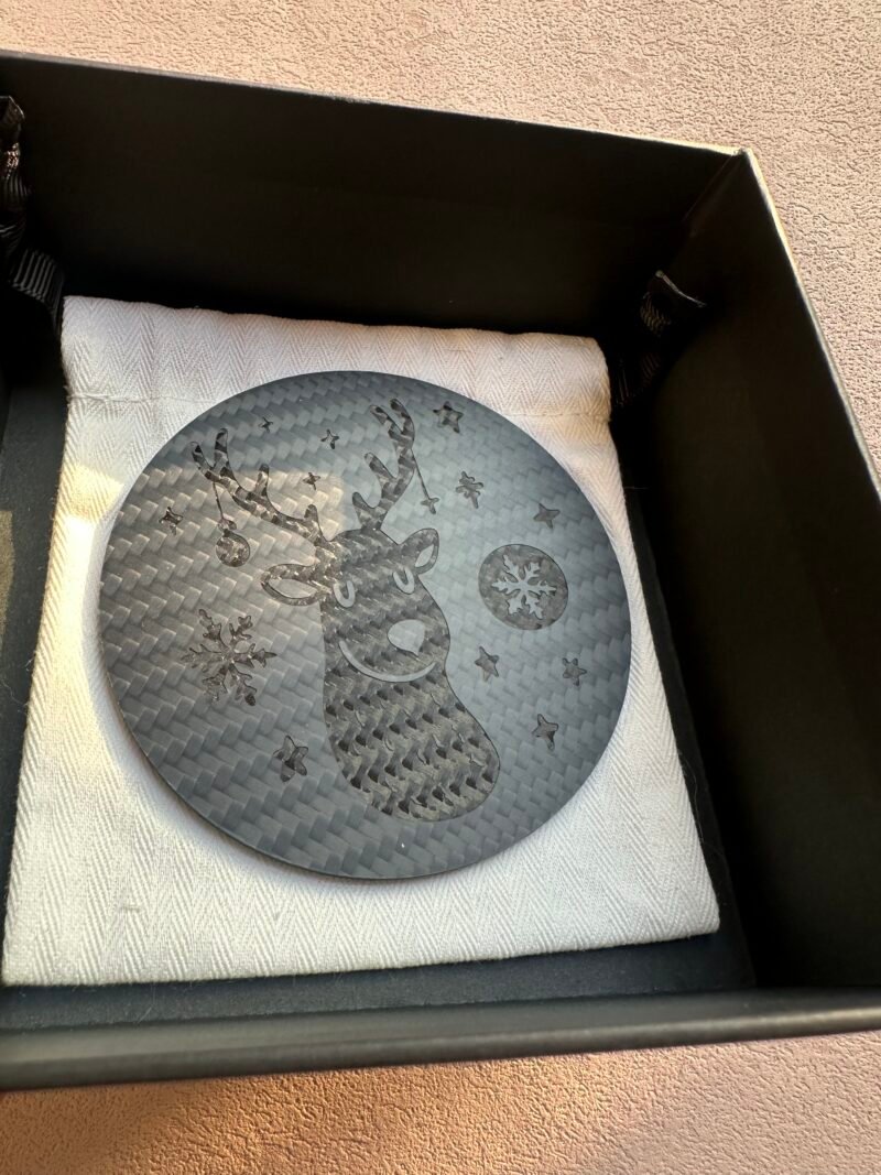 Christmas Coaster Set - Carbon Fiber Holiday Decor