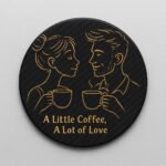 Personalized Couples Coaster Set - Carbon Fiber Coffee Coasters