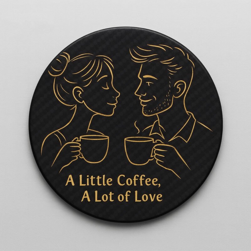 Personalized Couples Coaster Set - Carbon Fiber Coffee Coasters