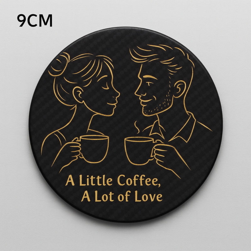 Personalized Couples Coaster Set - Carbon Fiber Coffee Coasters