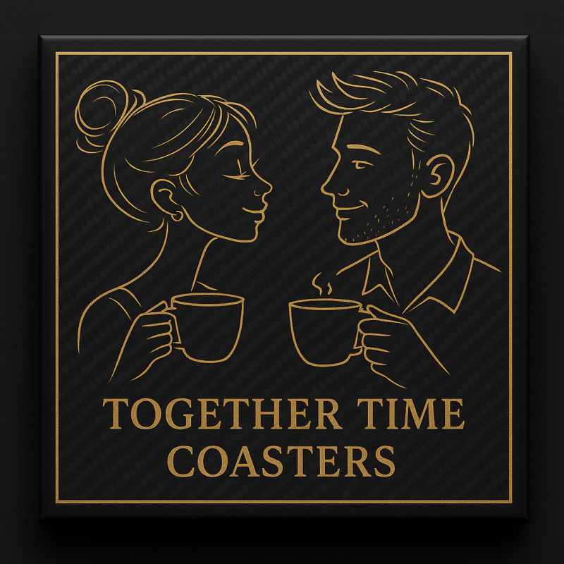 Personalized Couples Coaster Set - Carbon Fiber Coffee Coasters