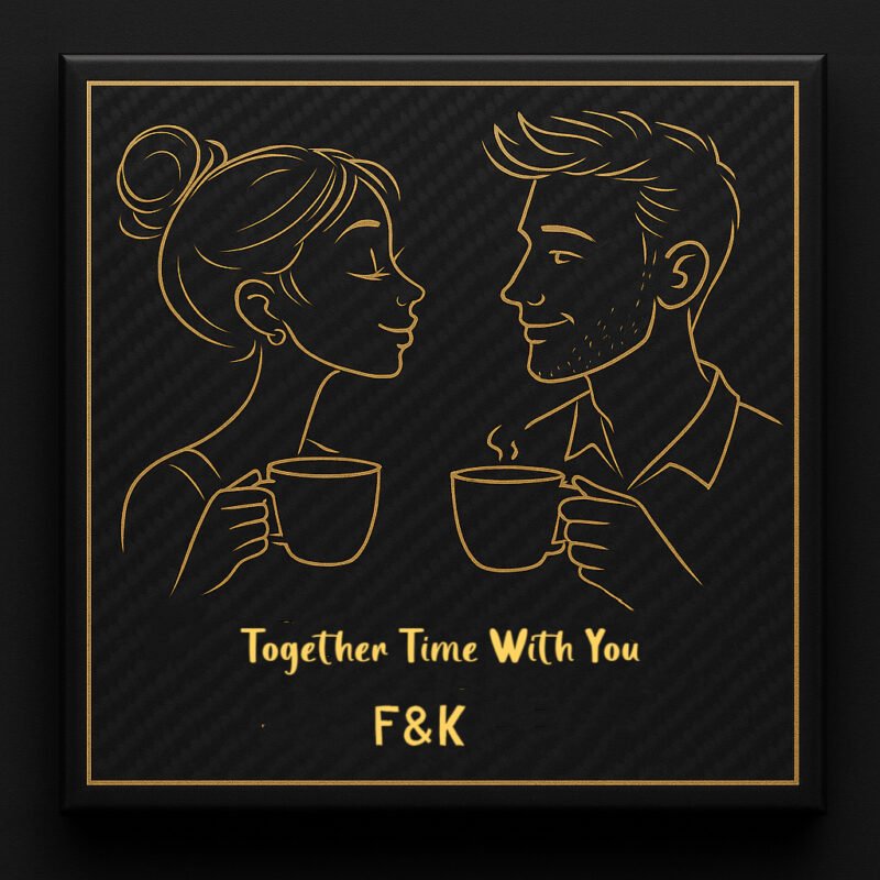 Personalized Couples Coaster Set - Carbon Fiber Coffee Coasters