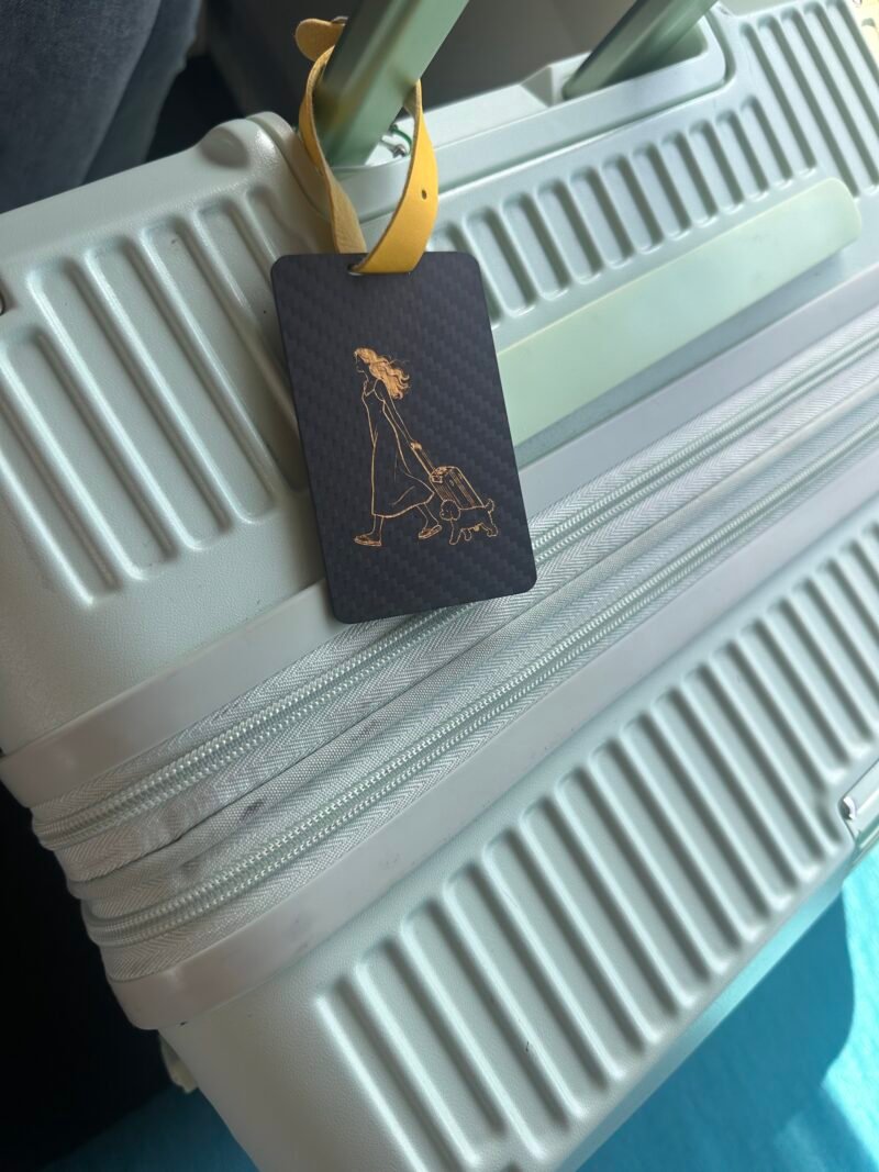 Personalized Carbon Fiber Pet Luggage Tag - Dog Cat Travel Accessory