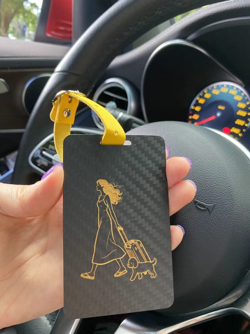 Personalized Carbon Fiber Pet Luggage Tag - Dog Cat Travel Accessory