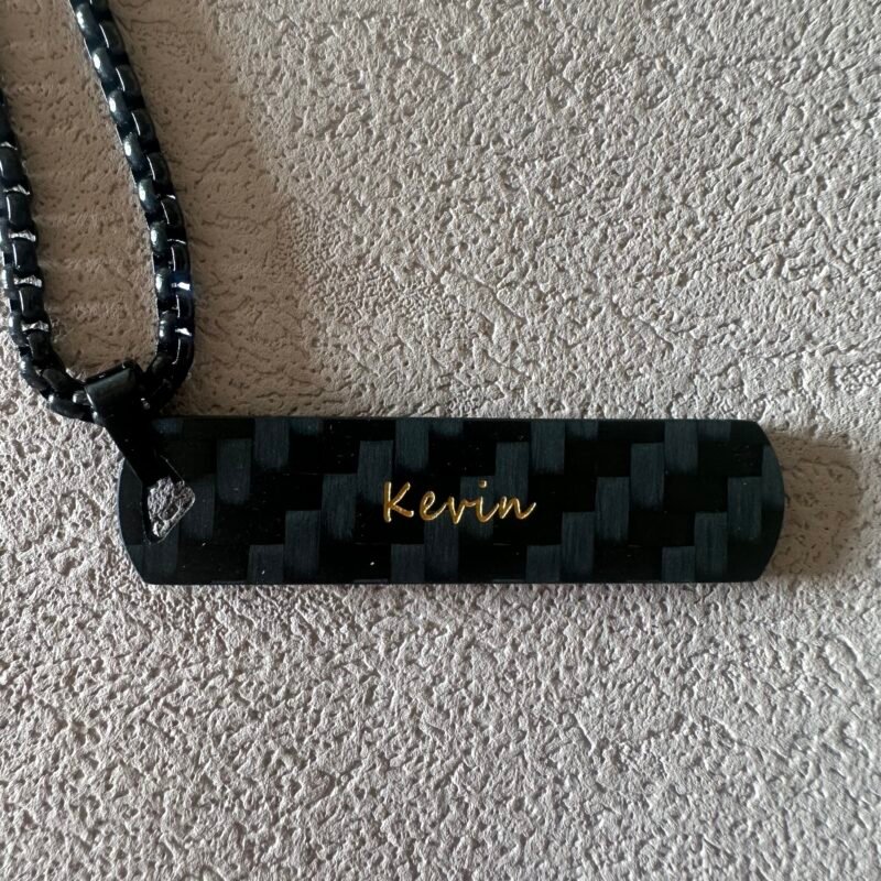 Personalized Carbon Fiber Name Necklace for Men - Custom Jewelry Gift