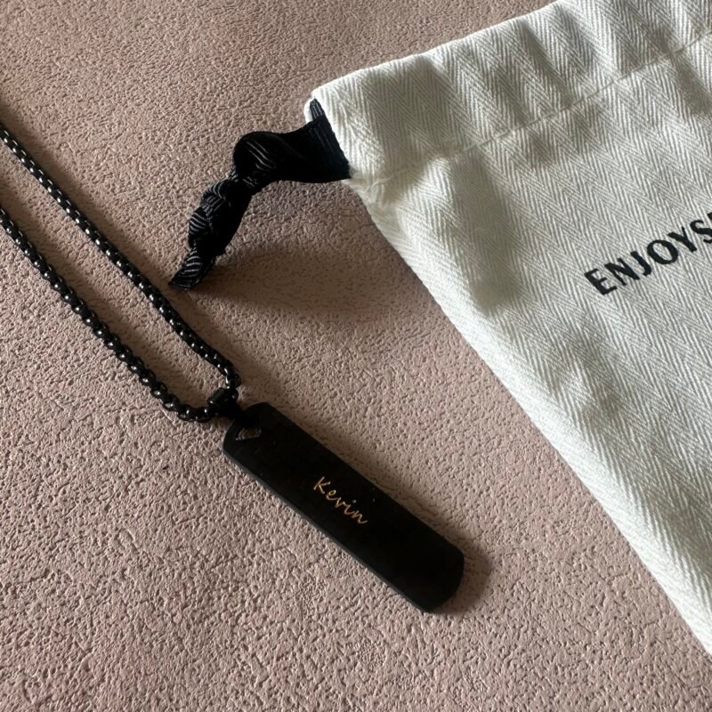 Personalized Carbon Fiber Name Necklace for Men - Custom Jewelry Gift