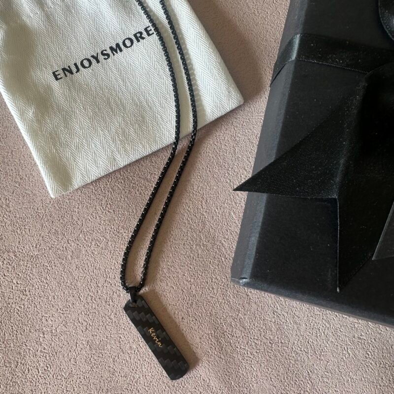 Personalized Carbon Fiber Name Necklace for Men - Custom Jewelry Gift