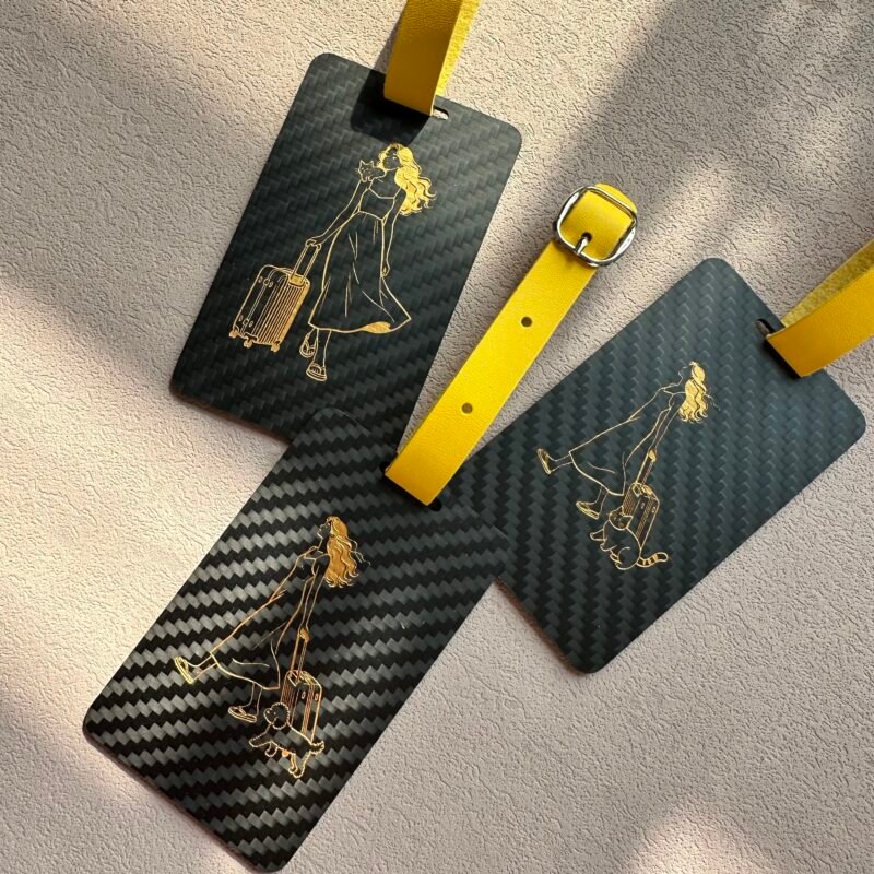 Personalized Carbon Fiber Pet Luggage Tag - Dog Cat Travel Accessory