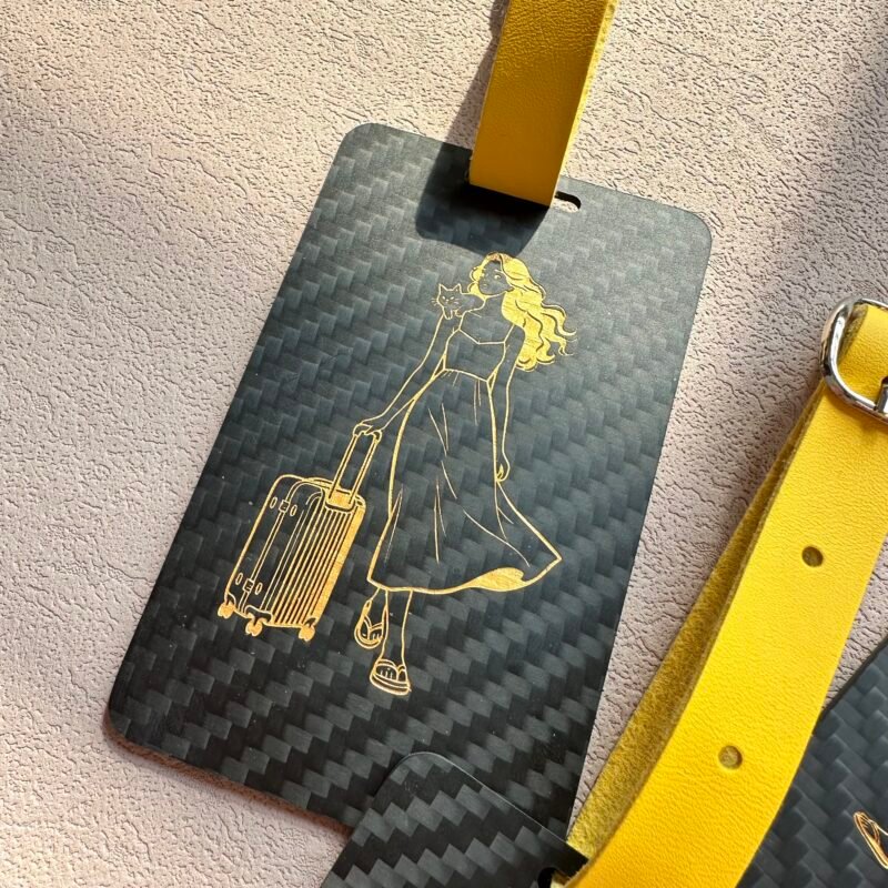 Personalized Carbon Fiber Pet Luggage Tag - Dog Cat Travel Accessory