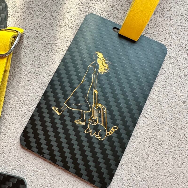 Personalized Carbon Fiber Pet Luggage Tag - Dog Cat Travel Accessory