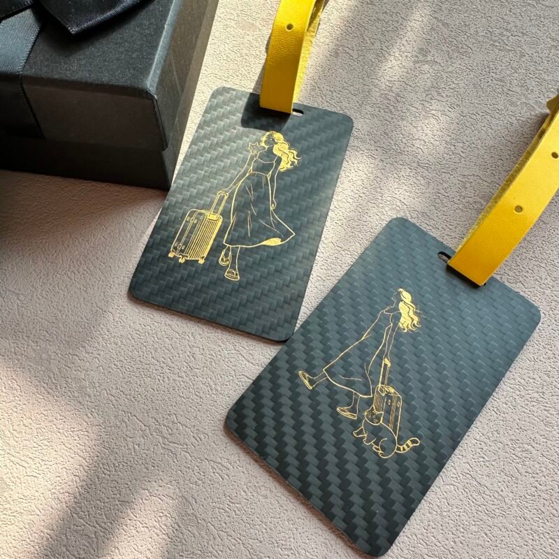 Personalized Carbon Fiber Pet Luggage Tag - Dog Cat Travel Accessory