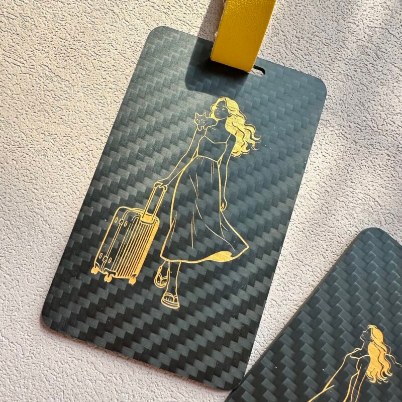 Personalized Carbon Fiber Pet Luggage Tag - Dog Cat Travel Accessory