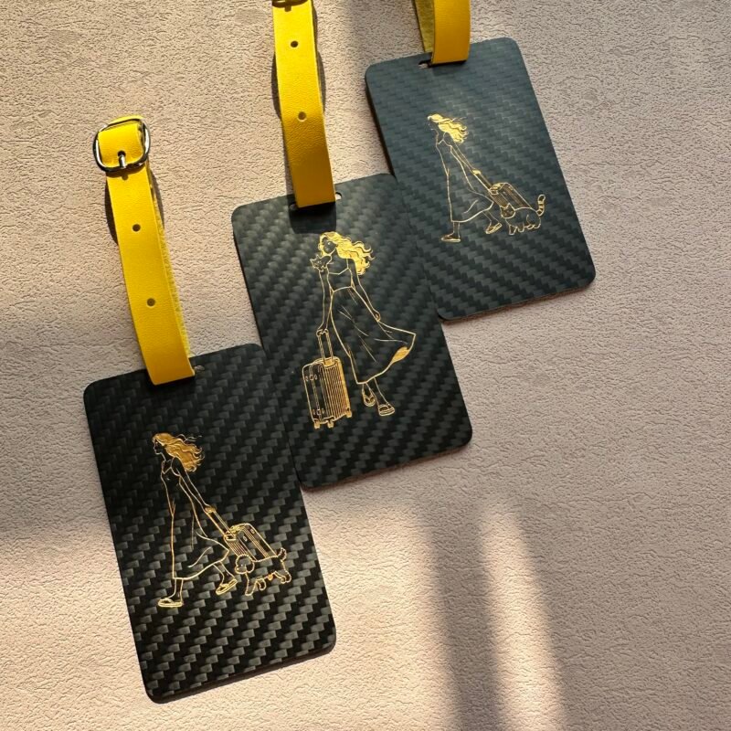Personalized Carbon Fiber Pet Luggage Tag - Dog Cat Travel Accessory